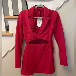 Zara Cut Out Blazer Dress hot pink